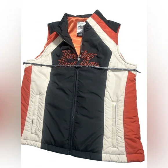 Harley-Davidson Black, Orange, and Cream Vest - Picture 3 of 8